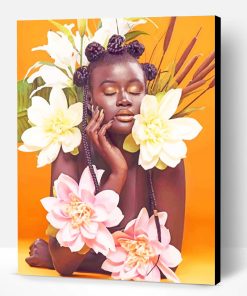 Black Woman Flowers Paint By Number