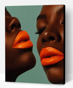 Black Women With Orange Lipstick Paint By Number