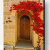 Brown Door With Red Flowers Paint By Number