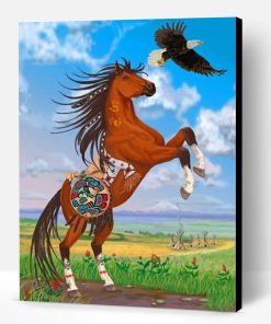Brown Horse And Eagle Paint By Number