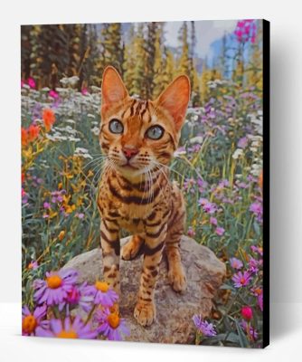 Bengal Cat And Flowers Paint By Number