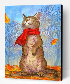 Cat In Autumn Season Paint By Number