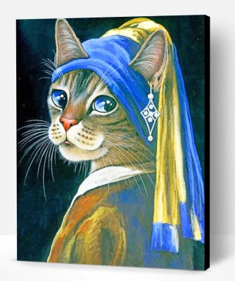 Cat With Pearl Earring Paint By Number