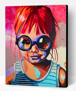 Colorful Little girl Wearing Glasses Paint By Number
