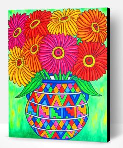 Abstract Colorful Vase Of Flowers Paint By Number