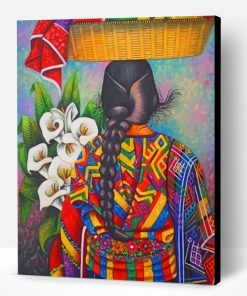 Colorful Woman Carrying Fruits And Flowers Paint By Number
