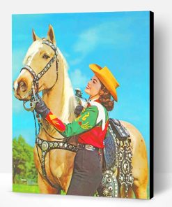 Cowgirl With Her Horse Paint By Number
