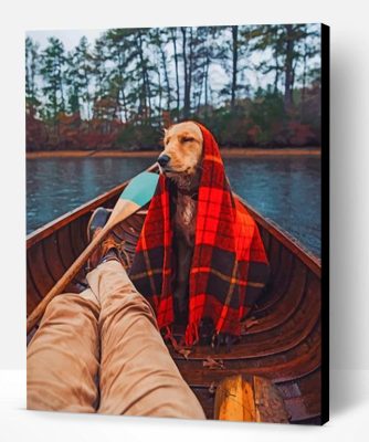 Dog In Boat With Blanket Paint By Number