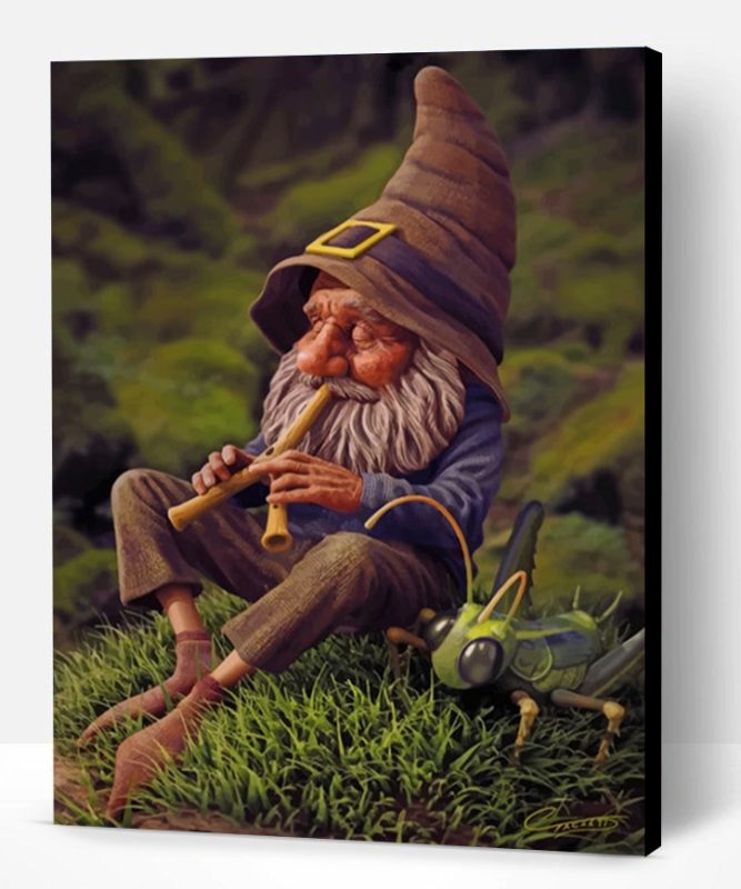 Dwarf Man Playing With Flute Paint By Number