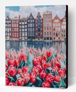 Flowers And Buildings Amsterdam Paint By Number