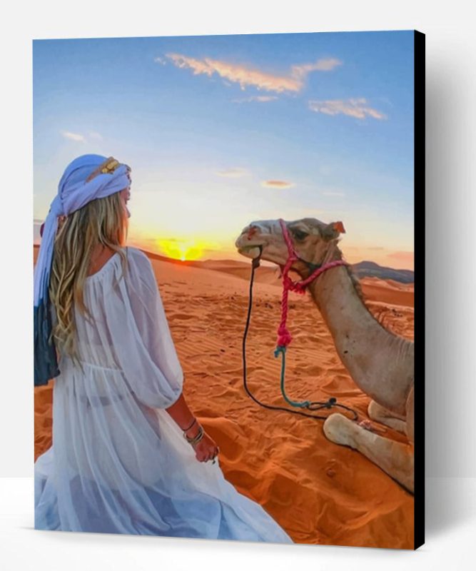 Girl And Camel In Sahara Paint By Number