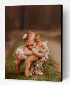 Girl Hugging A Little Goat Paint By Number