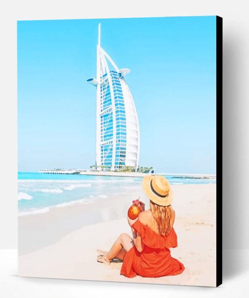 Girl Spending Her Time Looking At Burj Al Arab Paint By Number