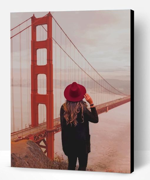 Girl Watching Golden Gate Bridge Paint By Number