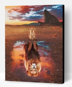 Lion Reflection In Water Paint By Number
