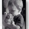 Little Boy Hugging His Kitty Paint By Number