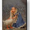 Little Girl With A White Duck Paint By Number