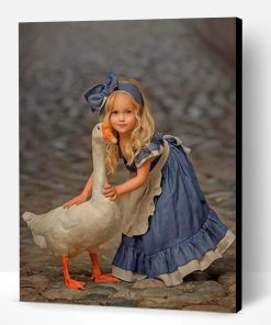 Little Girl With A White Duck Paint By Number