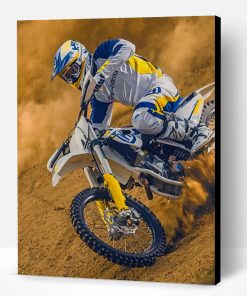 Motorcyclist Riding A Dirt Bike Paint By Number