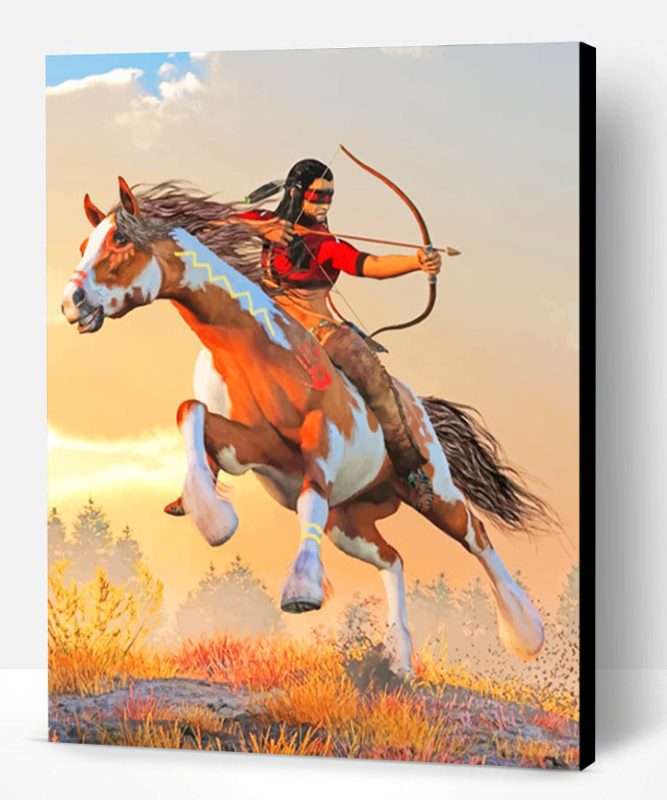 Native Man On Horse Paint By Number