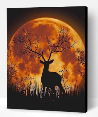 Night Moon Deer Silhouette Paint By Number