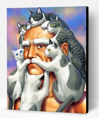 Old Man And Cats Paint By Number