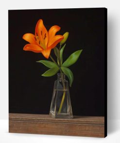 Orange Flower In A Glass Vase Paint By Number
