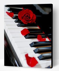 Piano And Red Rose Paint By Number