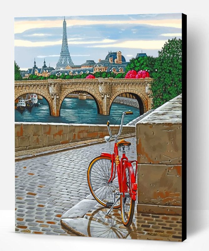 Red Bike In Paris Paint By Number