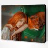 Red Hair Woman With Fox Paint By Number