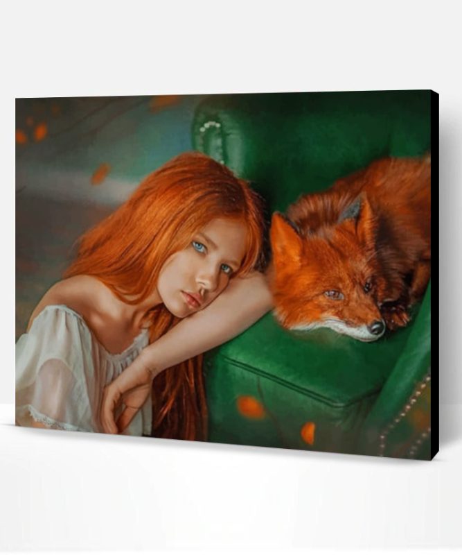 Red Hair Woman With Fox Paint By Number