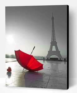 Red Umbrella In Paris Paint By Number