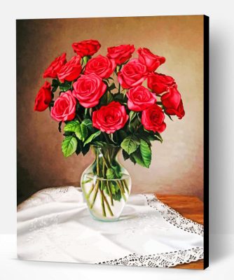 Rose Flowers Vase Paint By Number