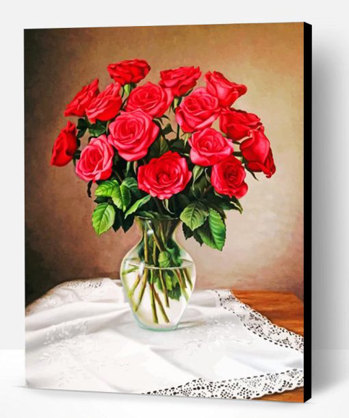 Rose Flowers Vase Paint By Number