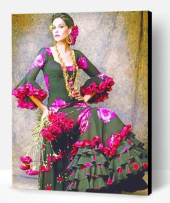 Spanish Lady Wearing Gypsy Dress Paint By Number