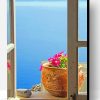 Vase Of Pink Flowers In A Window Paint By Number