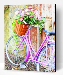 Vintage Bike With Flower Basket Paint By Number