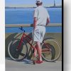 Vintage Man With His Bicycle Paint By Number