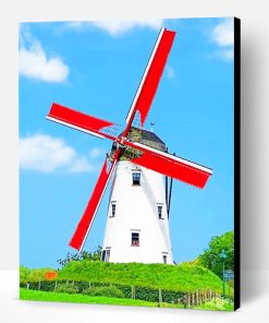 White Windmill Paint By Number