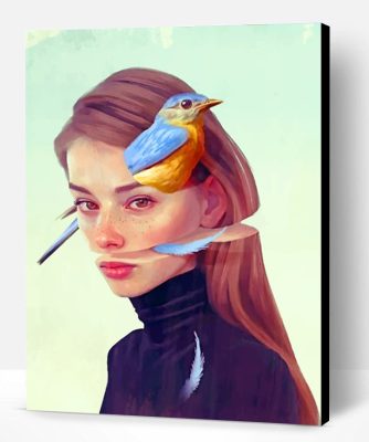 Woman And A Bird Paint By Number