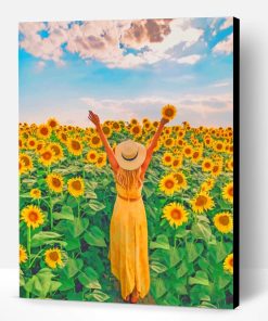 Woman In A Field Of Sunflowers Paint By Number