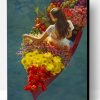 Woman On A Boat Full Of Flowers And Fruits Paint By Number