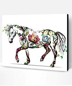Horse Flower Silhouette Paint By Number