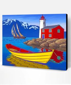 Lighthouse And Boat Paint By Number