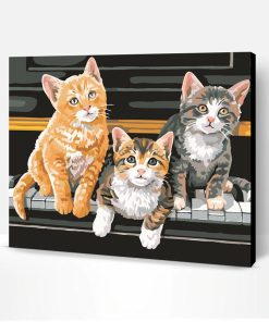 Three Kitten On Piano Paint By Number