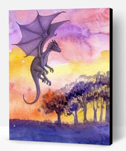 Purple Flying Dragon Paint By Number