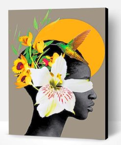 Black Woman And Flowers Paint By Number