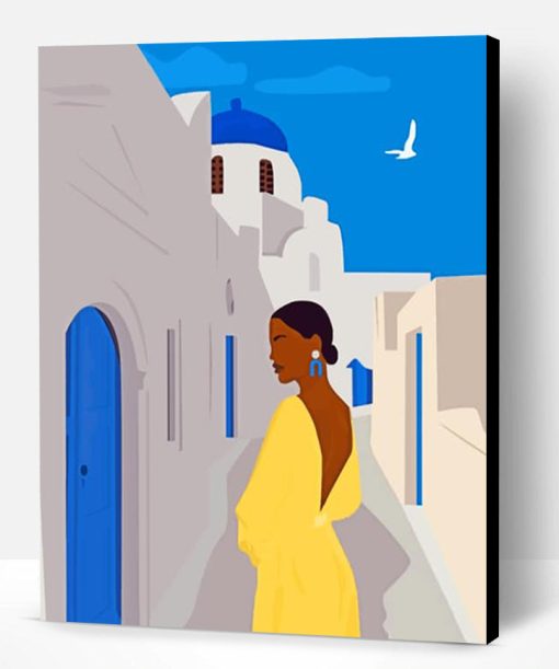 Black Woman In Santorini Paint By Number