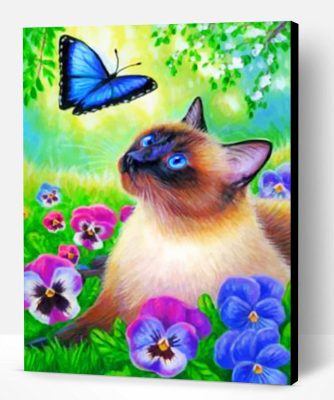 Cat And Blue Butterfly Paint By Number