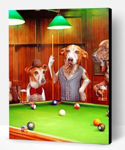 Dogs Playing Pool While Smoking Paint By Number